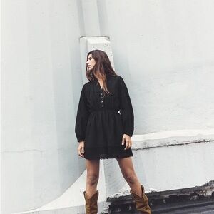 OPENWORK EMBROIDERED MINI DRESS